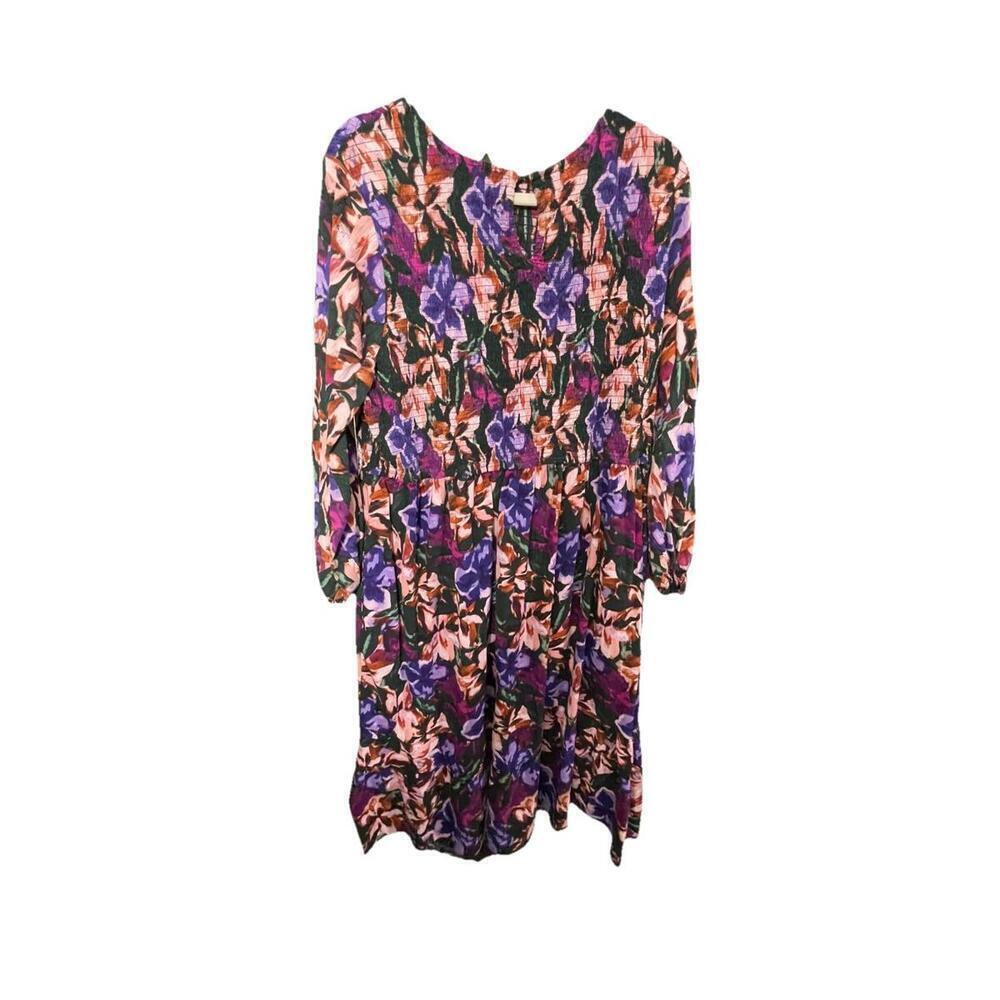 Floral Multicolor TERRA & SKY Maxi DRESS Size 3X Long Sleeve - Picture 2 of 3